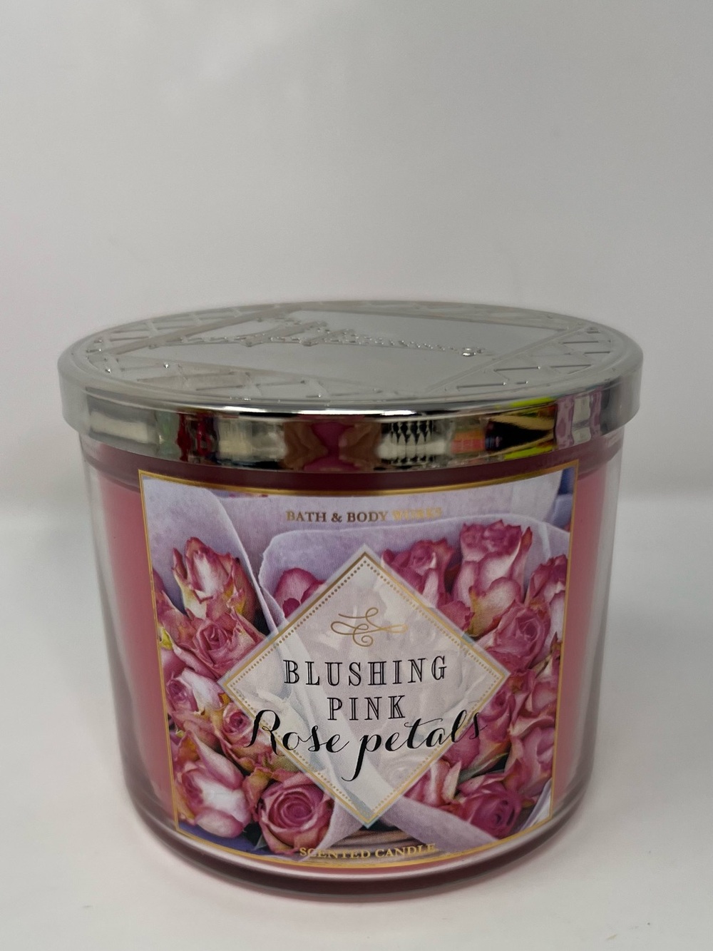 Bath & Body Works BLUSHING PINK ROSE PETALS 3-Wick Scented Candle Eiffel Tower